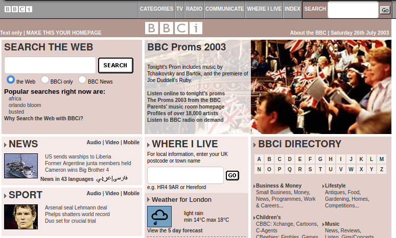 BBCi 2003 July 26th