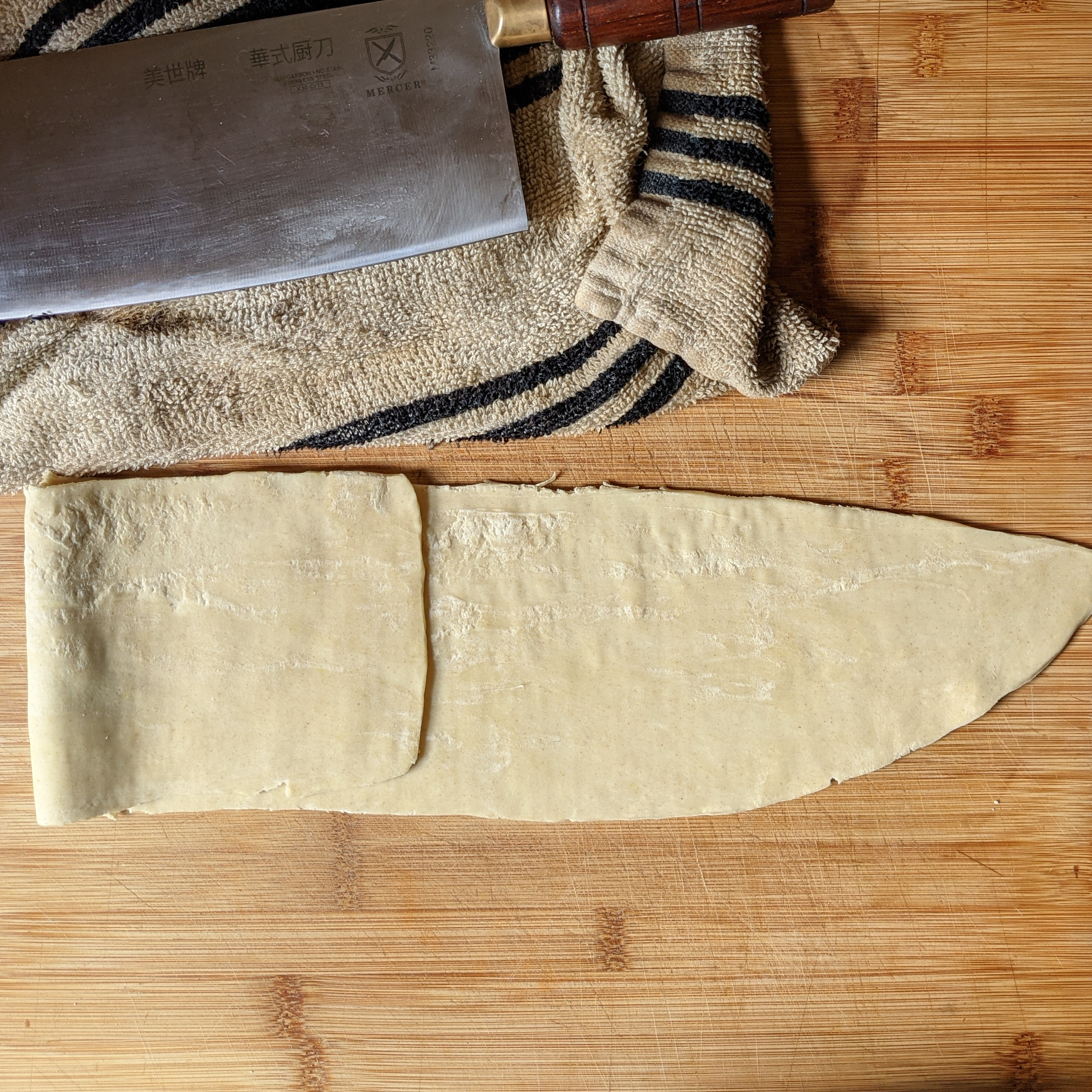 Dough is folded into one third