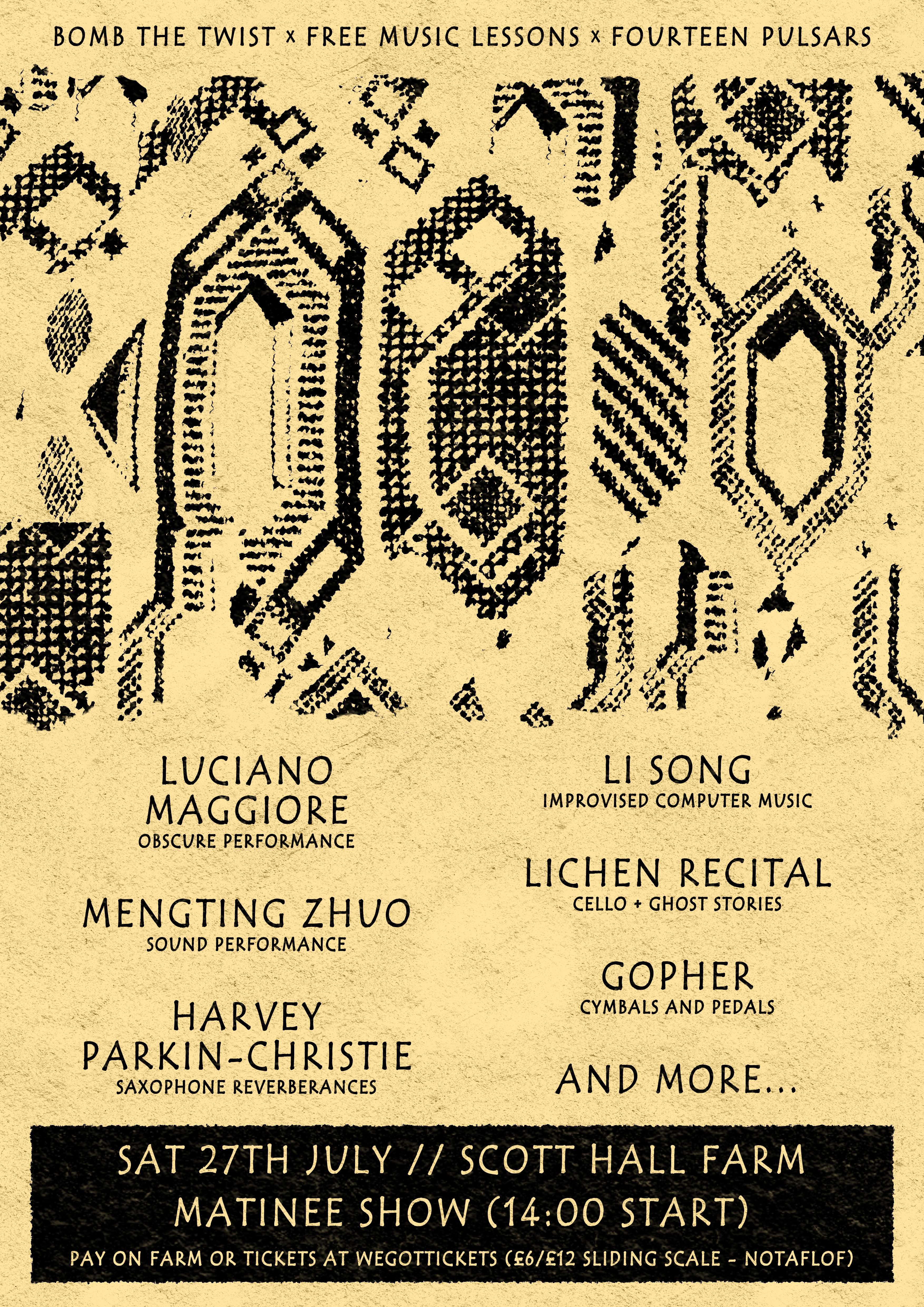 Event poster for Luciano Maggiore, Li Song, Mengting Zhuo, Harvey Parkin-Christie, Lichen Recital, Gopher + More TBA