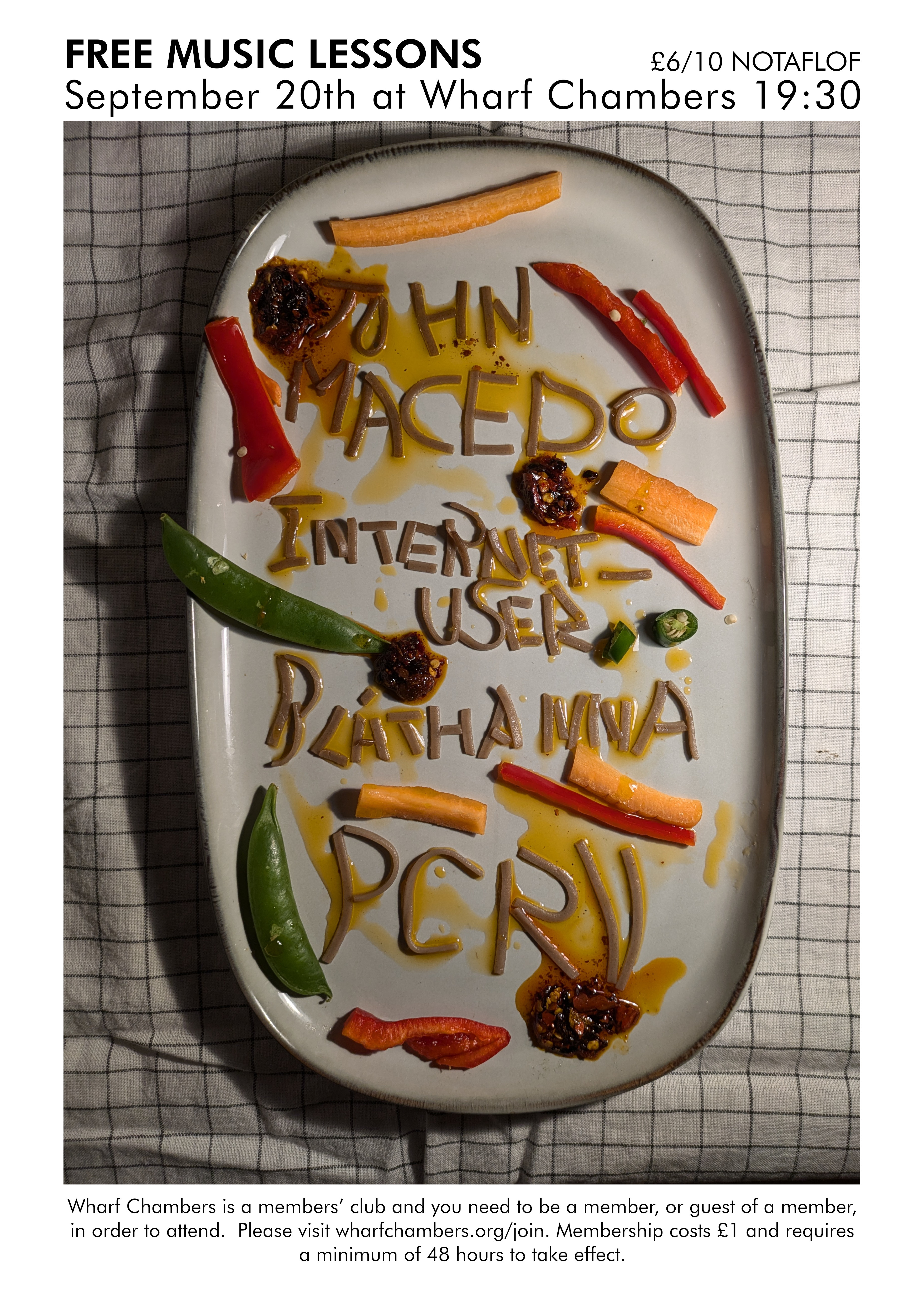 Event poster for John Macedo, internet_user, Bláthanna, Pressure Cooker Relief Valve